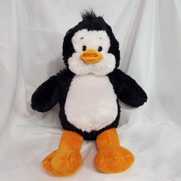 Build a Bear Arctic Penguin Plush Toy 17" Black and White Glittery Sparkles - Picture 4 of 8